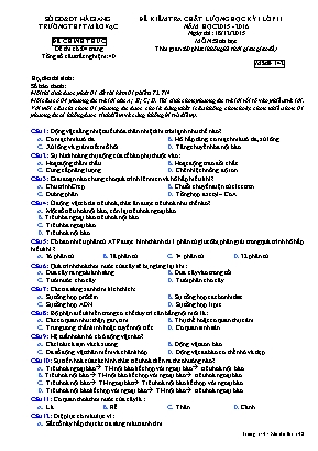 Đề thi kiểm tra chất lượng học kì I môn Sinh học Lớp 11 - Mã đề 142 - Năm học 2015-2016 - Trường THPT Mèo Vạc